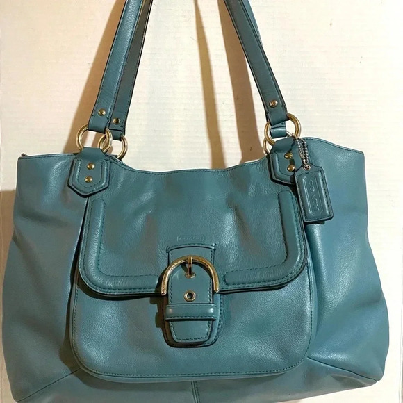 Coach vintage blue leather shoulder handbag - Picture 1 of 13